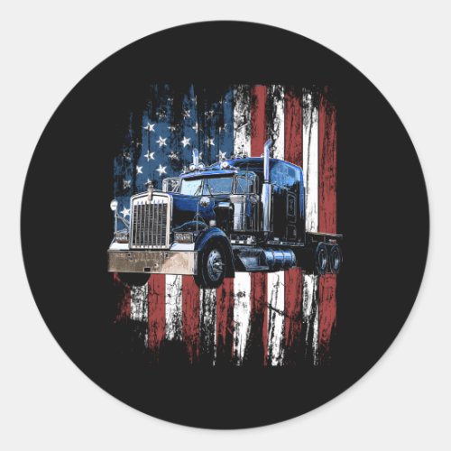 Trucker American Flag Truck Driver Truck Driver Classic Round Sticker