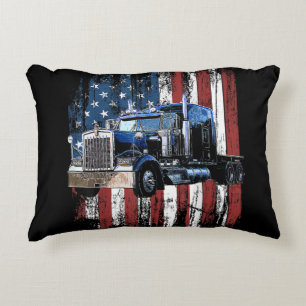 Trucker American Flag Truck Driver Truck Driver Gi Accent Pillow
