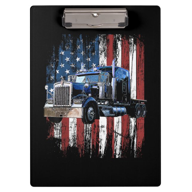 Trucker American Flag Truck Driver Truck Driver Gi Clipboard (Front)