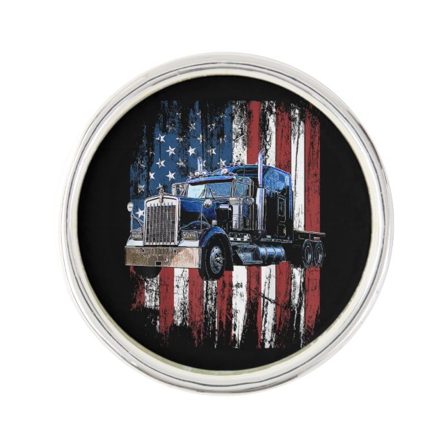 Trucker American Flag Truck Driver Truck Driver Gi Lapel Pin (Front)