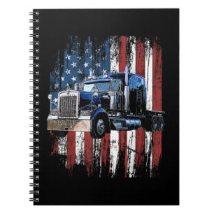 Trucker American Flag Truck Driver Truck Driver Gi Notebook