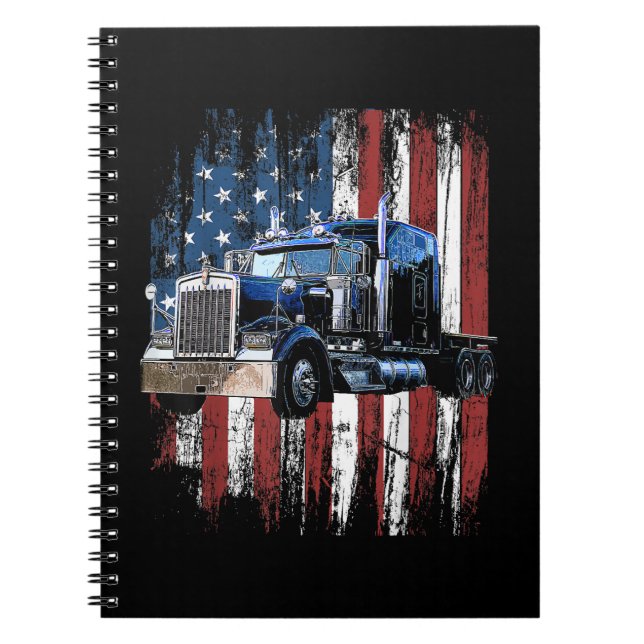 Trucker American Flag Truck Driver Truck Driver Gi Notebook (Front)