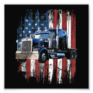 Trucker American Flag Truck Driver Truck Driver Gi Photo Print
