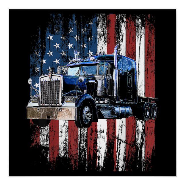 Trucker American Flag Truck Driver Truck Driver Gi Poster (Front)