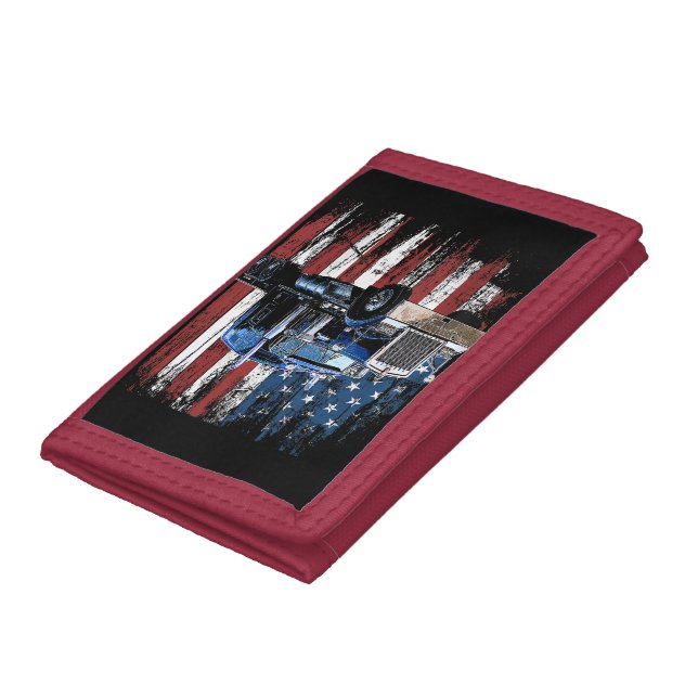 Trucker American Flag Truck Driver Truck Driver Gi Trifold Wallet (Bottom)