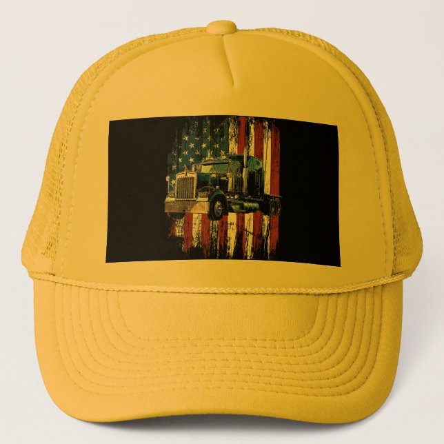Trucker American Flag Truck Driver Truck Driver Gi Trucker Hat (Front)