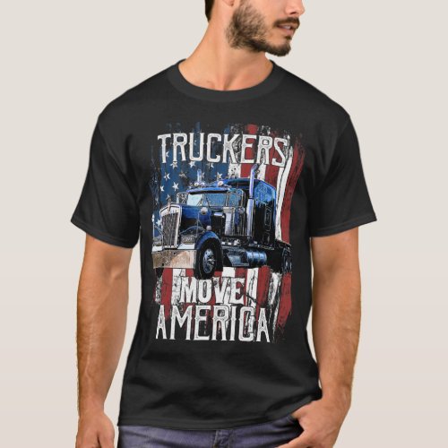 Trucker American Flag Truck Driver Truck Driverpn T_Shirt