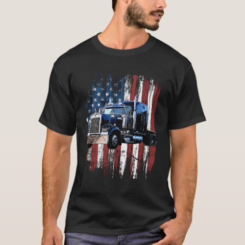 Trucker American Flag Truck Driver Truck Driver T_Shirt