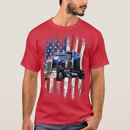 Trucker American Flag Truck DriverTruck Driver Gif T_Shirt