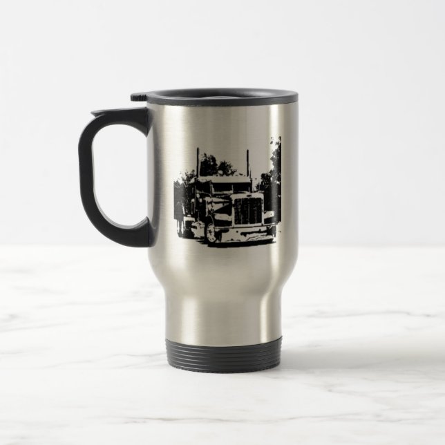 Trucker Black Silhouette Coffee Mug (Left)