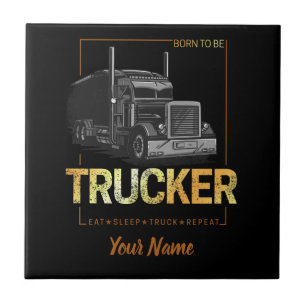 Trucker Born To Be Truck Retro Driver Vintage Ceramic Tile