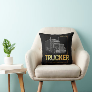 Trucker Born To Be Truck Retro Driver Vintage Throw Pillow
