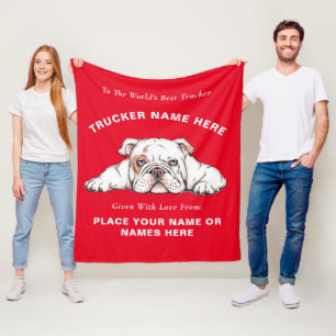 Trucker Bull Dog Gift Blanket (Personalized Gift)