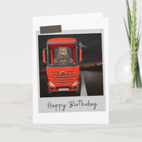 Trucker Cat Funny Birthday Card