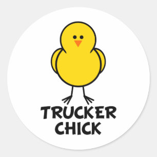 Trucker Chick Classic Round Sticker
