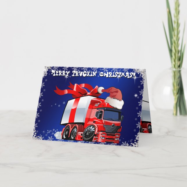 Trucker Christmas Card  PERSONALIZED (Front)