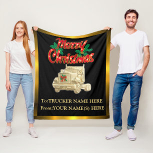 Trucker Christmas Gift Personalized Fleece Blanket