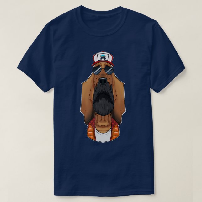 Trucker Dog I Truck Driver Bloodhound  T-Shirt (Design Front)