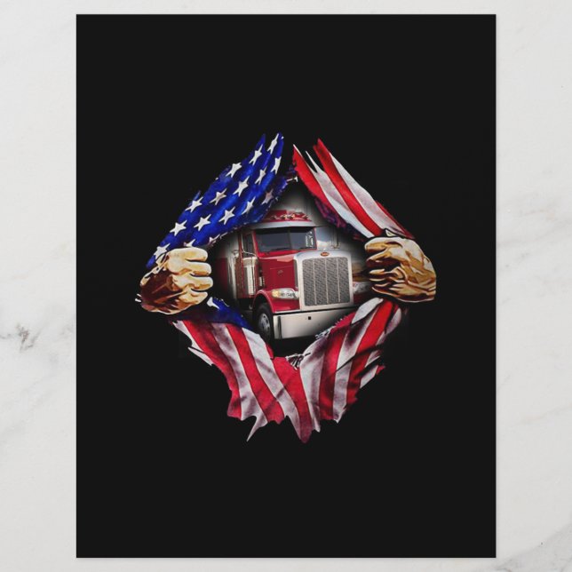 Trucker Driver American Flag Truck Letterhead (Front)