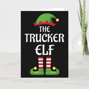 Trucker Elf Family Matching Group Christmas Card