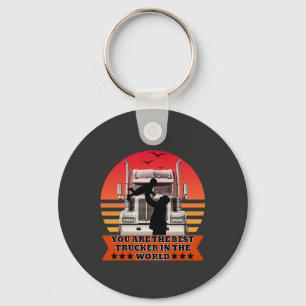 Trucker Father Baby Love Road Family Pride Design Keychain