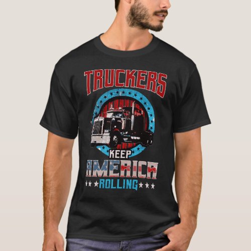 Trucker Gifts Tractor Trailer 18 Wheeler America R T_Shirt