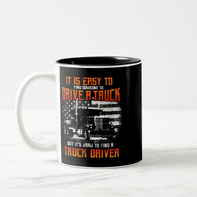 Trucker Gifts Tractor Trailer Truck 18 Wheeler Har Two-Tone Coffee Mug (Left)