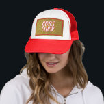 Trucker Hat<br><div class="desc">Show your cool with this red trucker's hat with faux gold glitter that reads "boss chick". It's great for "bad hair" days. Customize it to make the words read what you wish.</div>