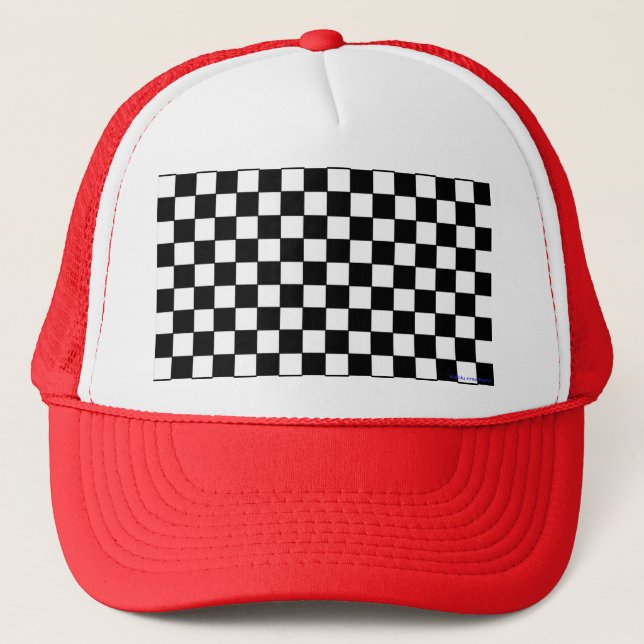 trucker hat - black & white checkers (Front)