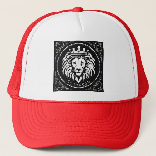 Trucker Hat Epic Round lion Logo Black  Sliver