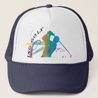 Trucker Hat golf swing action brush strokes
