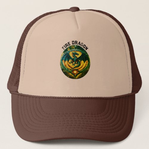 Trucker Hat with fire dragon print from zazzle