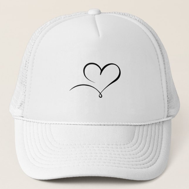 Trucker Hat with Modern Heart Graphic for All Styl (Front)