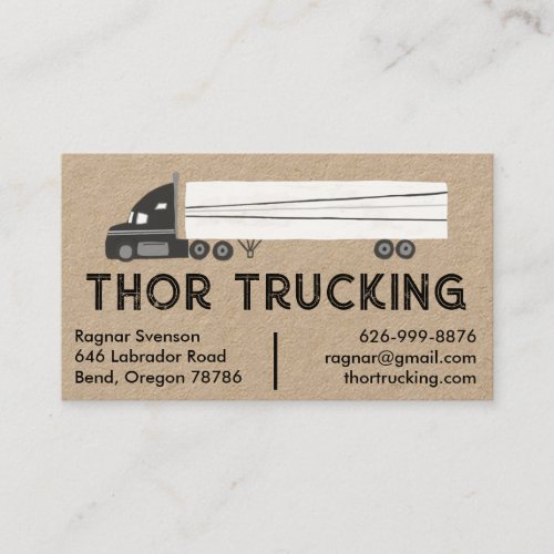 Trucker Hauling Logistics Transport Moving Kraft Business Card