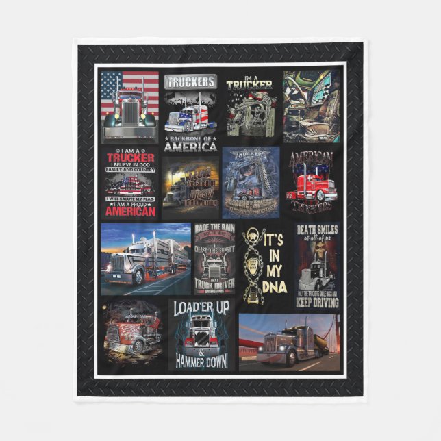 Trucker Loader Up And Hammer Down Fleece Blanket (Front)