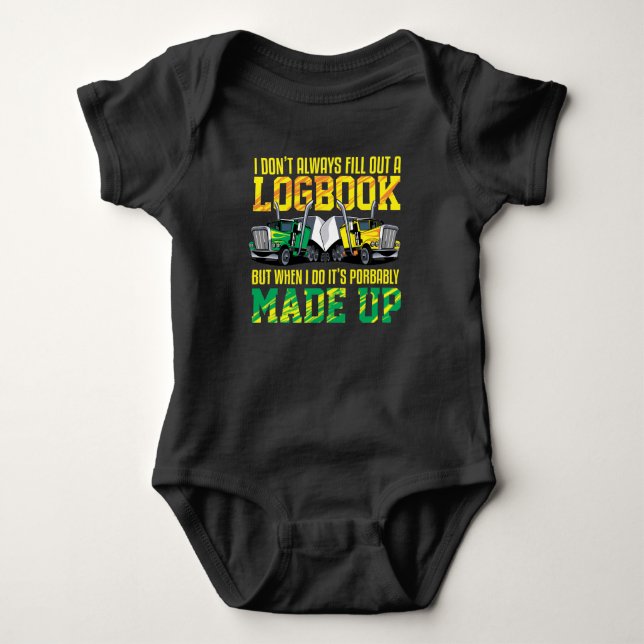 Trucker Logbook Funny Truck Driver Tractor Trailer Baby Bodysuit (Front)