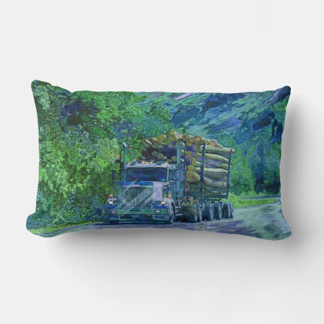 Trucker Logging Truck Lorry Heavy Transport Gift2 Lumbar Pillow (Front)