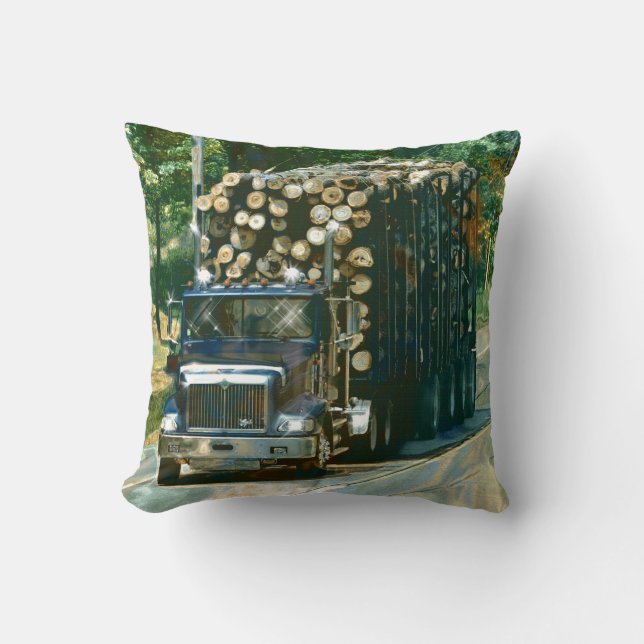 Trucker Logging Truck Lorry Heavy Transport Gift6 Throw Pillow (Front)