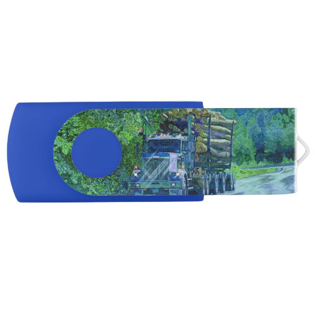 Trucker Logging Truck Lorry Heavy Transport Gift 1 Flash Drive (Front)