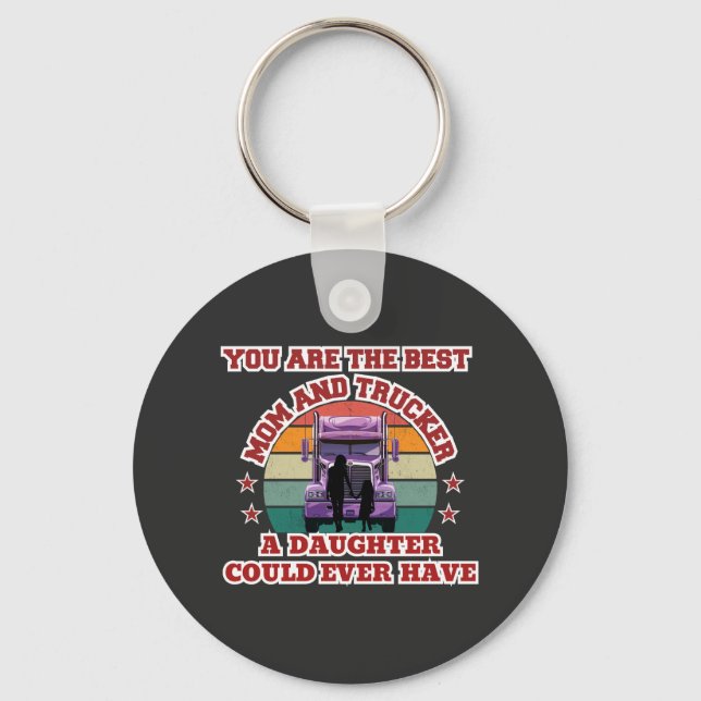 Trucker Mother Daughter Bond Family Road Love Keychain (Front)