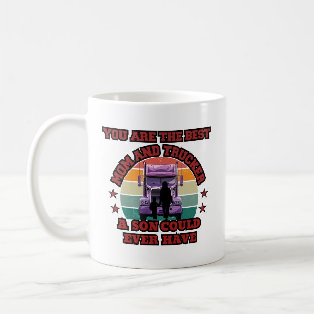Trucker Mother Son Bond Family Road Love Design Coffee Mug (Left)