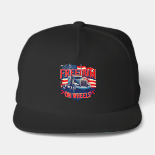 Trucker Patriot USA Flag Freedom On Wheels Snap Back Hat