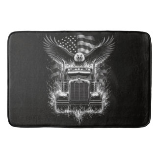 Trucker Patriotic American Flag Semi Truck Driver Bath Mat