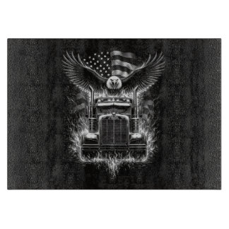 Trucker Patriotic American Flag Semi Truck Driver Cutting Board
