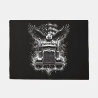 Trucker Patriotic American Flag Semi Truck Driver Doormat