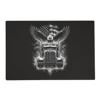 Trucker Patriotic American Flag Semi Truck Driver Placemat