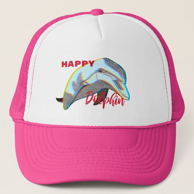 Trucker Pet Happy Dolphin Trucker Hat (Front)