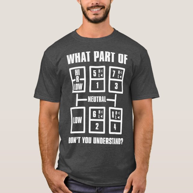 Trucker s For Men  Gear Shift Pattern T-Shirt (Front)