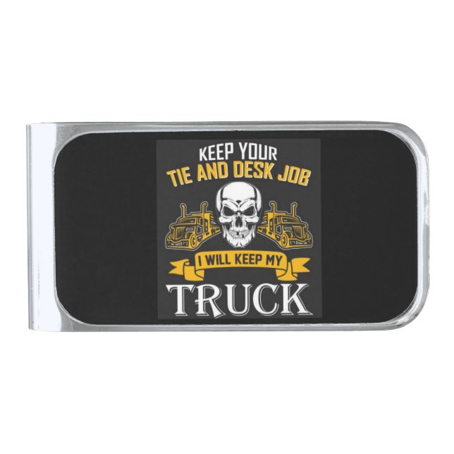 Trucker Silver Finish Money Clip (Front)