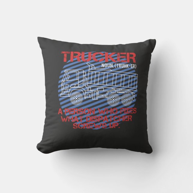 Trucker Throw Pillow (Front)
